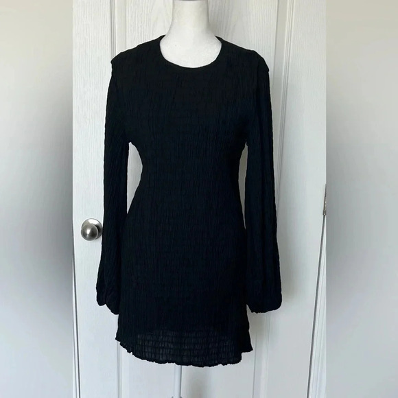 NWT Charlie Holiday Anthropology Isla Mini Dress Size 2 Black Textured - Picture 6 of 17